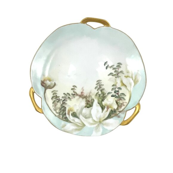 Tillowitz Hand-Painted Floral Porcelain Plate With Gold Handles - Picture 4 of 6